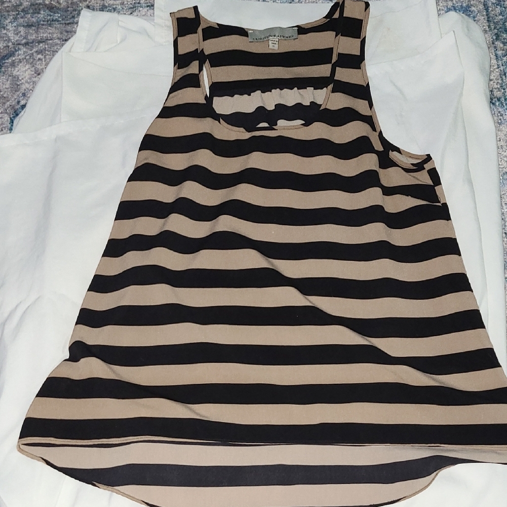 Chic Striped Black and Tan Women's Tank Top